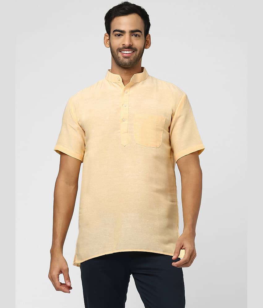 DESHBANDHU DBK - Yellow Cotton Blend Men's Regular Kurta ( Pack of 1 )