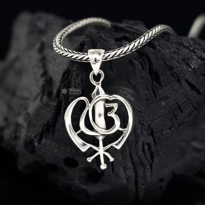 925 Sterling silver unique design divine Punjabi Sikh Khalsa pendant best gifting jewelry NSP750/PS76-18'' chain & pendant