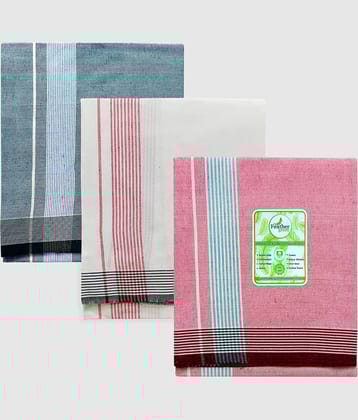 Feather Green - Multicolor Cotton Men's Lungi ( Pack of 3 )
