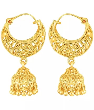 VIVASTRI Golden Jhumki Earrings ( Pack of 1 ) - Golden