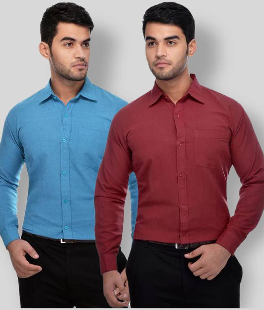 DESHBANDHU DBK - Multicolor Cotton Regular Fit Men's Formal Shirt (Pack of 2)
