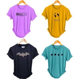 (Pack Of 4) Fashlook Printed T-Shirts for Men - Stylish & Comfortable Casual Wear (Multicolor)