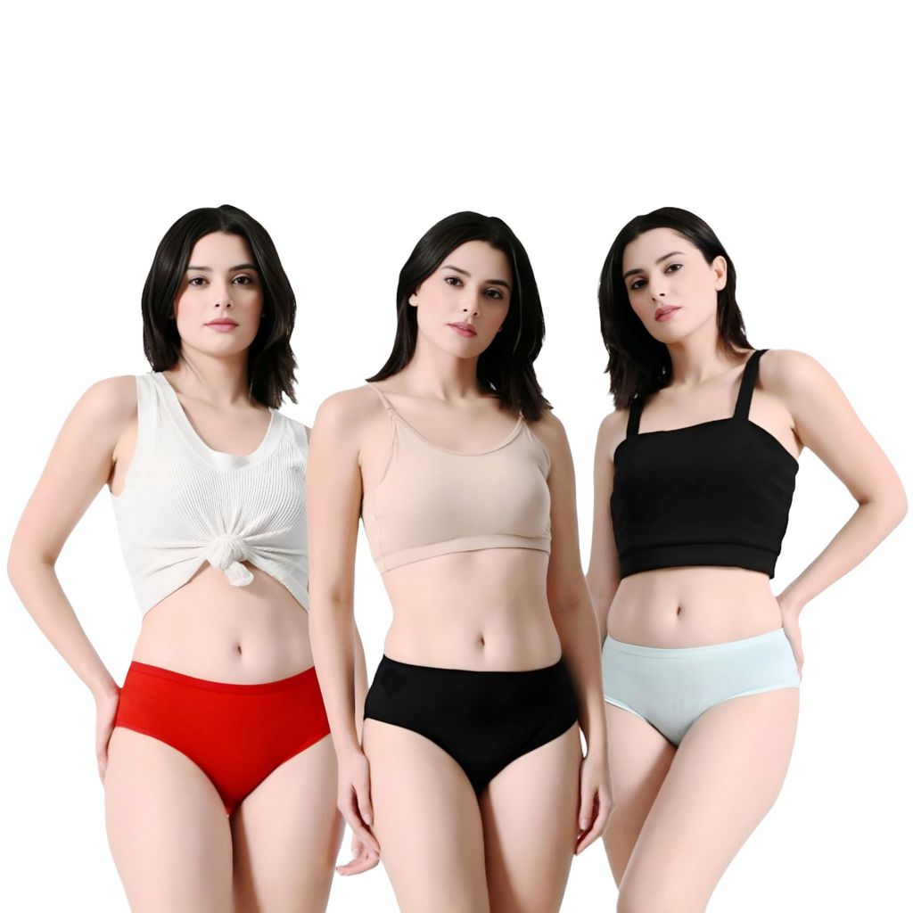 FAIROSTORE Women's Cotton Panties Comfortable Solid Panties Multicolor (XL Size 95 cm) Panties (Pack of 3) - Nightwear & Loungewear | Buy online on ZillyBuy