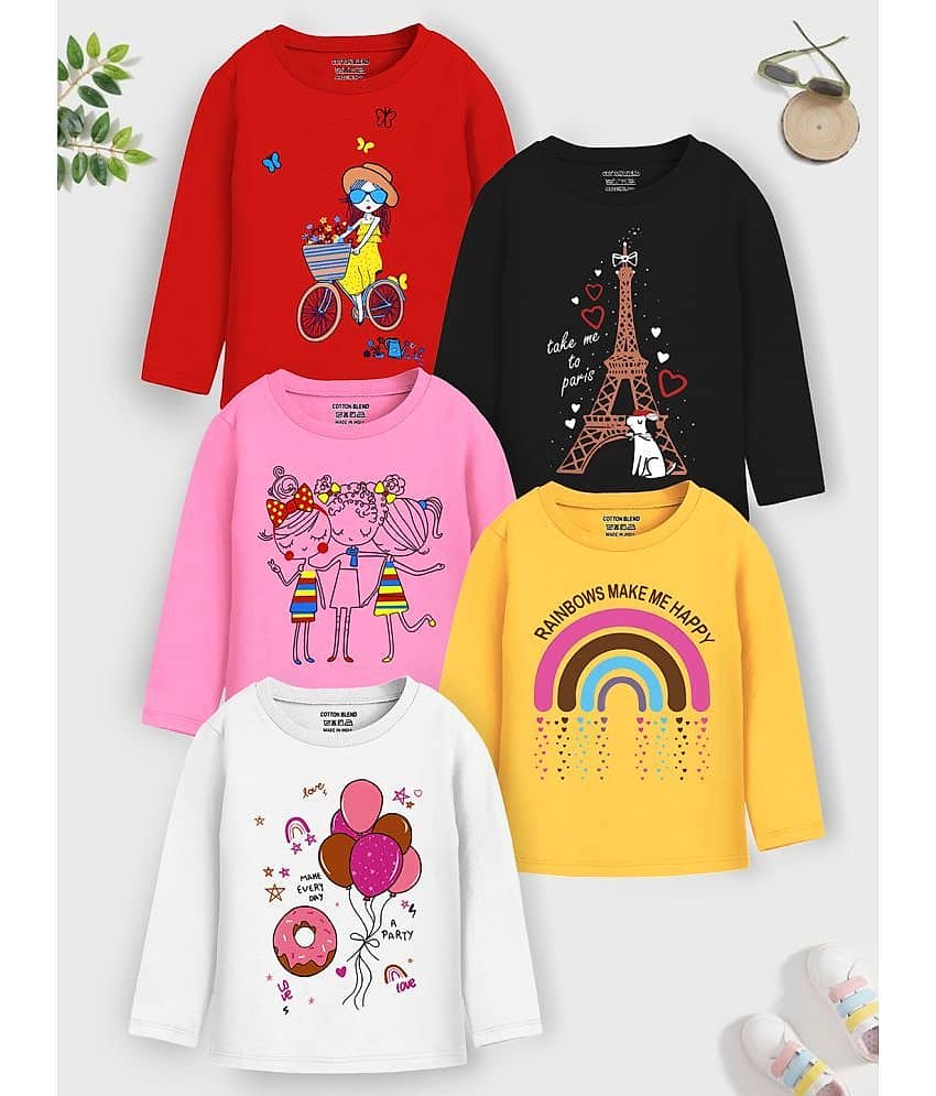 Trampoline Pack of 5 Girls Cotton T-Shirt ( Multicolor3 )
