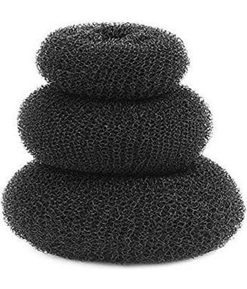 VSAKH Women's Bun Maker Hair Donut Juda Accessories, Black (Pack of 3)