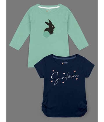 HELLCAT Pack of 2 Girls Cotton Blend T-Shirt ( Multicolor )