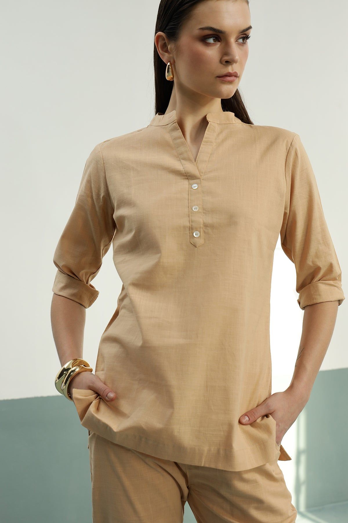 Cora Top Only: Beige-XS