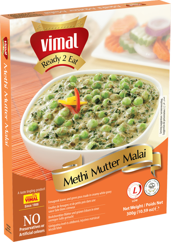 VIMAL Ready to Cook and EatMethi Mutter Malai Instant Mix Vegetarian with No Added Preservative and Colours - 300g(Pack of 4)