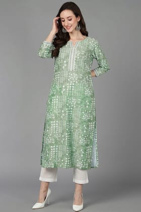 Green Silk Geometric Printed VCK8830