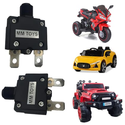 MM TOYS Thermal Circuit Breaker 32VDC 10A For Kids Electric Car Jeep Bike Rideon OverLoad Protector| Pack Of 2 - Black