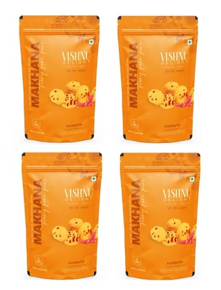 Vishnu Delight Roasted Fiery Peri-Peri Organic Makhana Jar, 60g (4 x 60g Packs) - Perfect Spicy Snack for Adventurous Foodies with a Love for Roasted Flavors