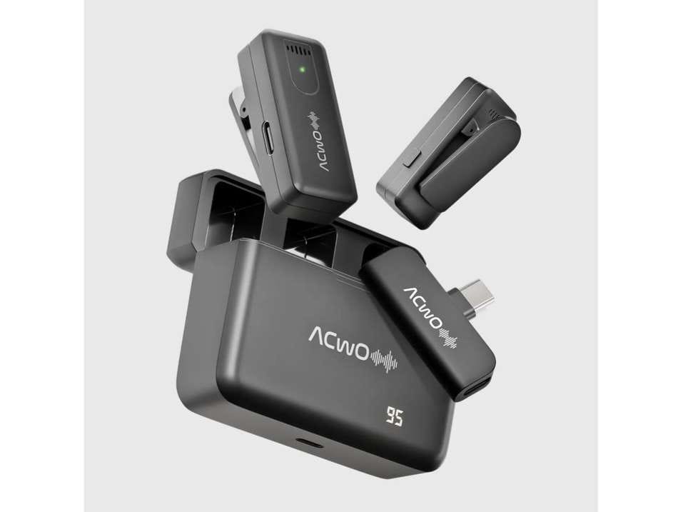 ACwO AwM 101 Microphone 360 Omni-Directional Sound Recording, 25 Hrs Working Time, AI-ENC Technology for Clear Audio