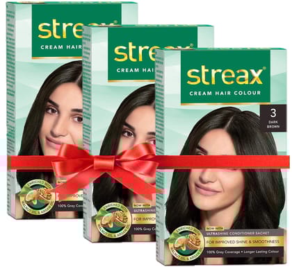 Streax Hair Colour 120 ml - Pack of 3 (Dark Brown) Streax Hair Colour 120 ml - Pack of 3 (Dark Brown) - Dark Brown / 120 ml (Pack of 3)