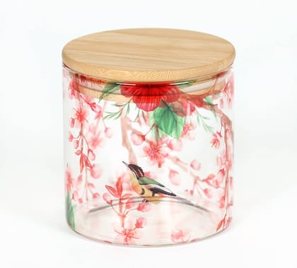 Perching Floral Paradise Glass Jar 680 Ml