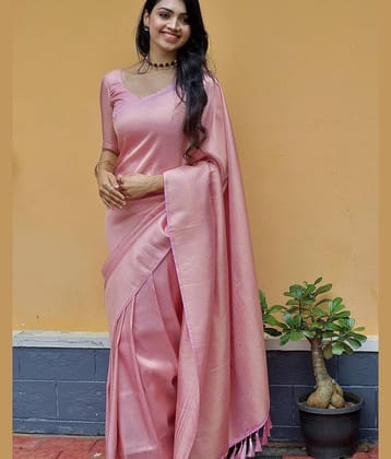 Vastukala Silk Woven Saree With Unstitched Blouse Piece ( Pink )