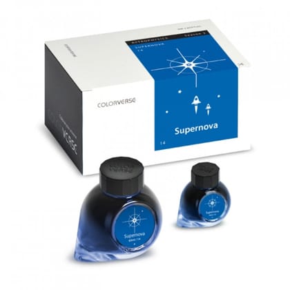 Colorverse Supernova - Blue - Fountain Pen Ink 14 Astrophysics Series, Season 2, 65ml - 15ml - 2 Bottle Set, Dye-Based, Nontoxic, Made In Korea