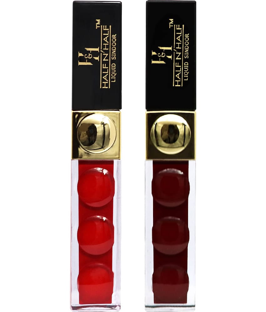 Half N Half Sparkling Liquid Sindoor Water Proof, Red & Maroon, Pack of 2 14ml)
