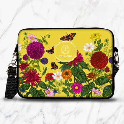 Floral Flutter Laptop Bag-Yellow / 13.3"