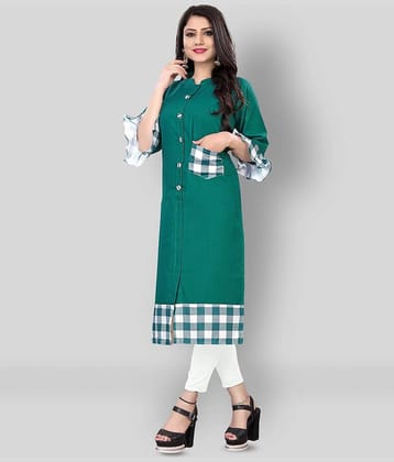Lerkiza - Green Cotton Women's Straight Kurti ( Pack of 1 )