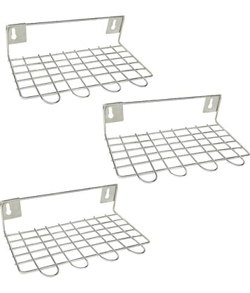 JISUN - Silver Stainless Steel Dish Racks ( Pack of 3 )