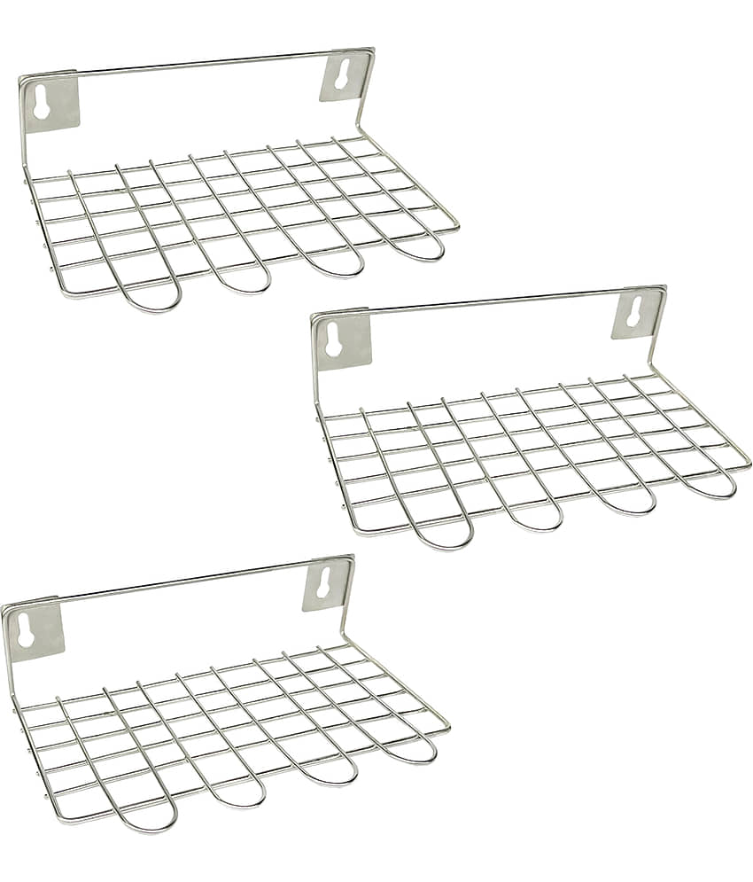 JISUN - Silver Stainless Steel Dish Racks ( Pack of 3 )