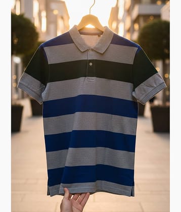 GET GOLF Men Cotton Blend Regular Fit Striped Polo T Shirt ( Multicolor )