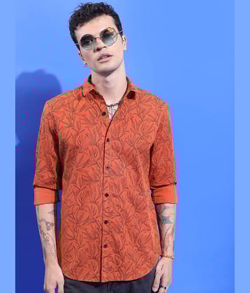 Ketch 100% Cotton Regular Fit Printed Full Sleeves Men's Casual Shirt - Rust ( Pack of 1 )