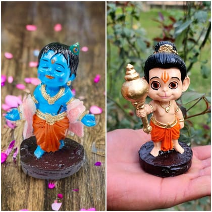 Krishna ji , Hanuman Ji – Perfect for Home Decor & Puja  (2 pieces )
