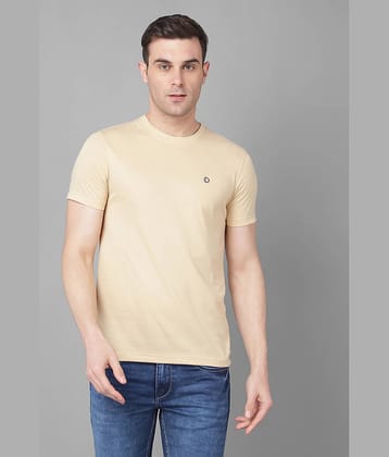 Dollar Cotton Blend Regular Fit Solid Half Sleeves Men's T-Shirt - Yellow ( Pack of 1 )