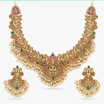 VIJAYA DURGA 1 GRAM GOLD Necklace and Earring Set