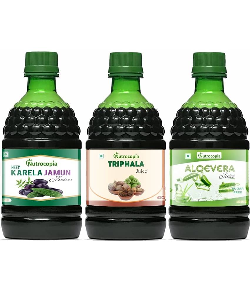 NUTROCOPIA Neem Karela Jamun, Triphala & Aloe Vera Juices Pack of 3 of 400 ML(1200 ML)