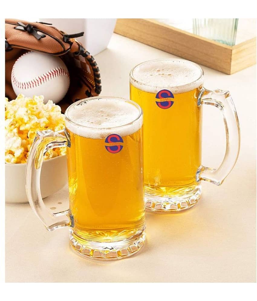 Afast Beer Mug Glasses Set,  500 ML - (Pack Of 2)