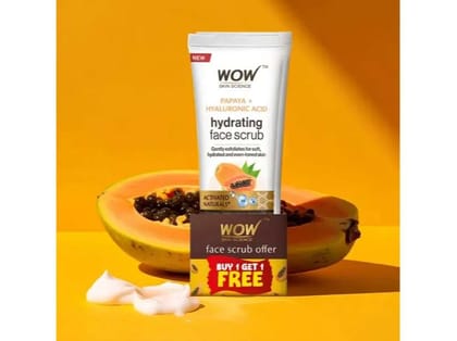 WOW Papaya & Hyaluronic Acid Face Scrub -  Buy 1 Get 1 Free (100 ml x 2) - Clearance sale 