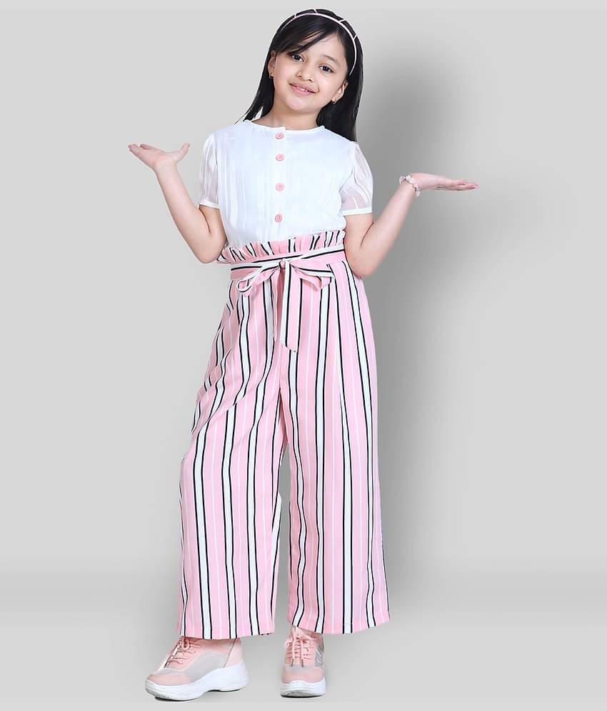 StyleStone Girls Polyester Jumpsuit ( Pack of 1 , Pink )