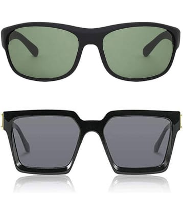 Kanny Devis - Black Rectangular Sunglasses ( Pack of 2 )