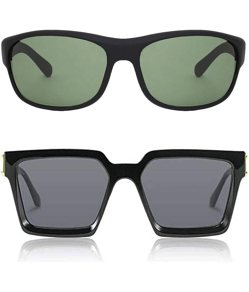 Kanny Devis - Black Rectangular Sunglasses ( Pack of 2 )