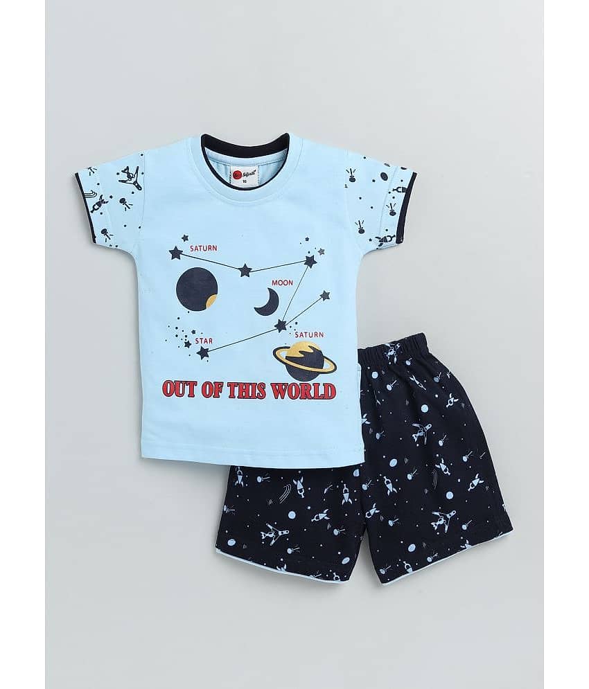 Mars Infiniti Pack of 1 Boys Cotton T-Shirt & Shorts Set ( Blue )