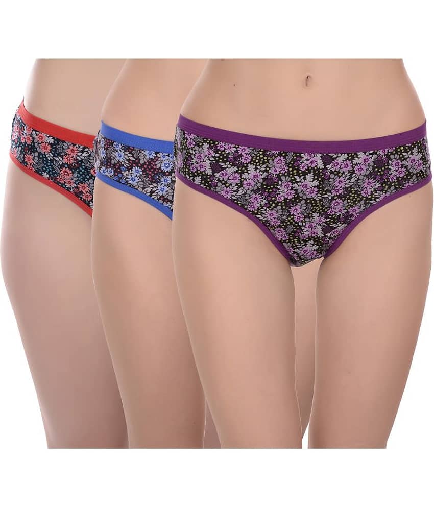 Elina Pack of 3 Cotton Women's Bikini Panties ( Multi Color )