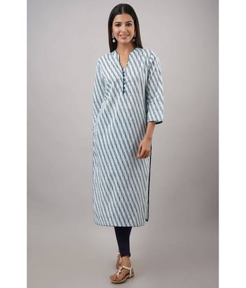 FabbibaPrints Cotton Printed Straight Women's Kurti - Blue ( Pack of 1 )