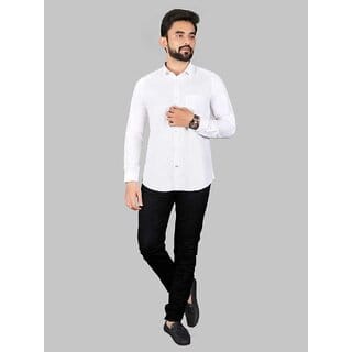 Baleshwar Men White Solid Casual Shirt (Pack of 1 )