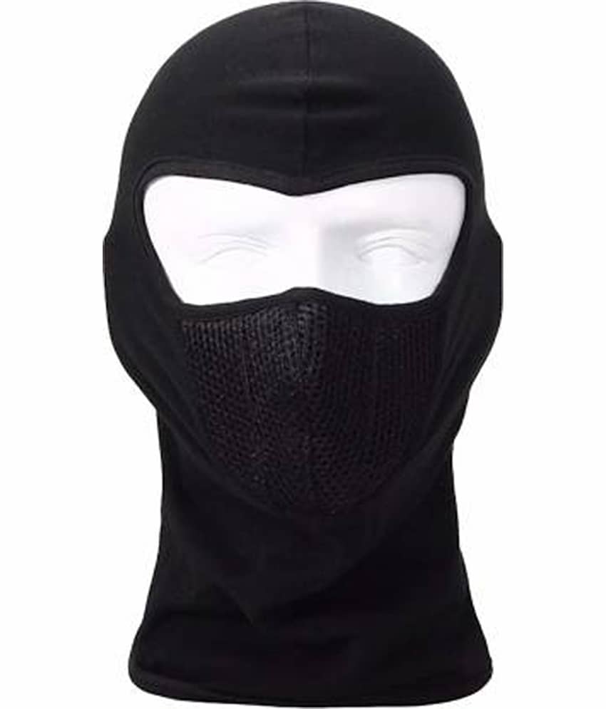 AKSMIT Black Solid Polyester Bike Face Cover Free
