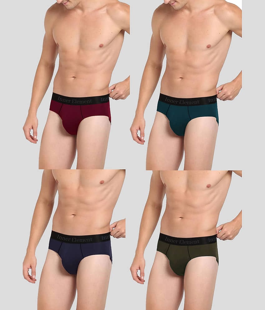 Inner Element Pack of 4 Cotton Briefs For Men's ( Multicolor )