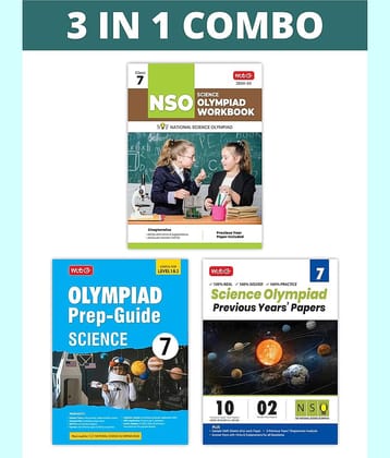 MTG National Science Olympiad (NSO) Workbook, Prep-Guide & Previous Years Papers (PYQs) with Mock Test Paper Class 7 - SOF Olympiad Books For 2024-25 Exam (Set of 3 Books)