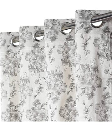 Kraftiq Homes Floral Room Darkening Eyelet Curtain 9 ft ( Pack of 1 ) - White