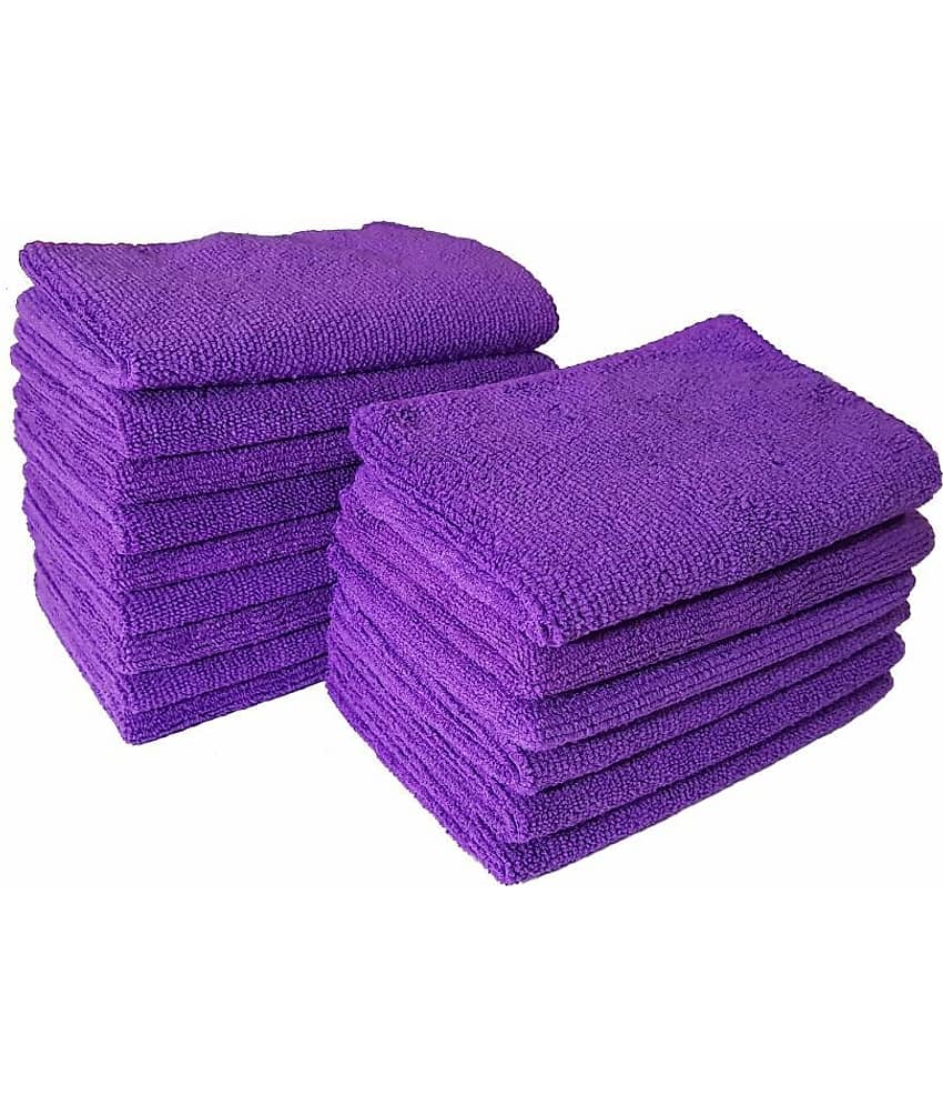 SOFTSPUN Microfiber Cloth -15 pcs - Small - 20x30 cms - 340 GSM Purple - Thick Lint & Streak-Free Multipurpose Cloths -Automotive Microfibre Towels for Car Bike Cleaning Polishing Washing & Detailing