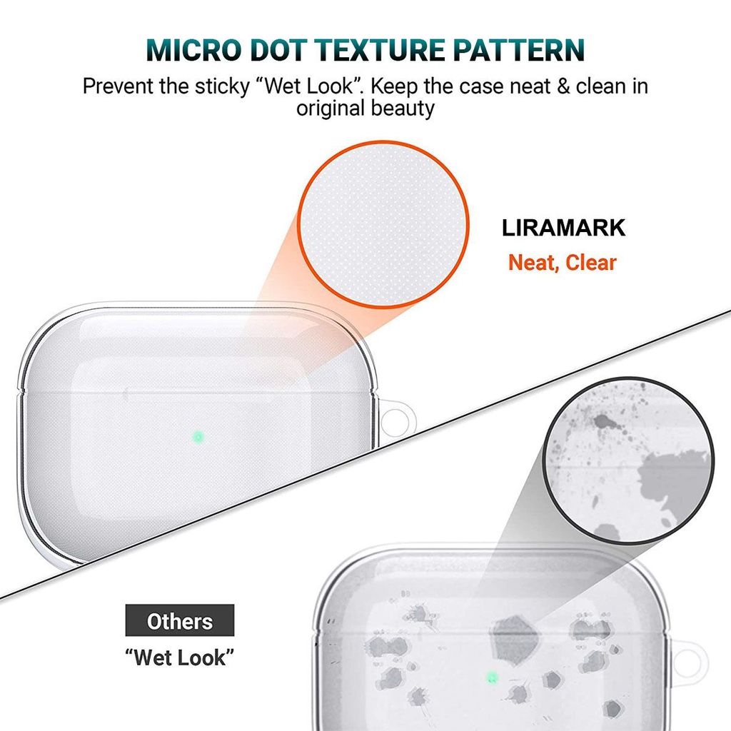 LIRAMARK Silicone Soft Case Cover with Buckle for Airpods Pro (2019), AirPods Pro 1st Generation (Transparent)