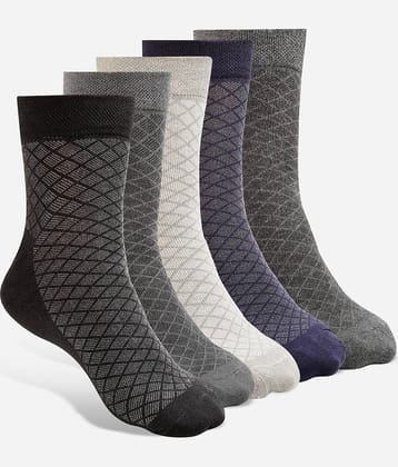Texlon Cotton Men's Self Design Multicolor Ankle Length Socks ( Pack of 5 )