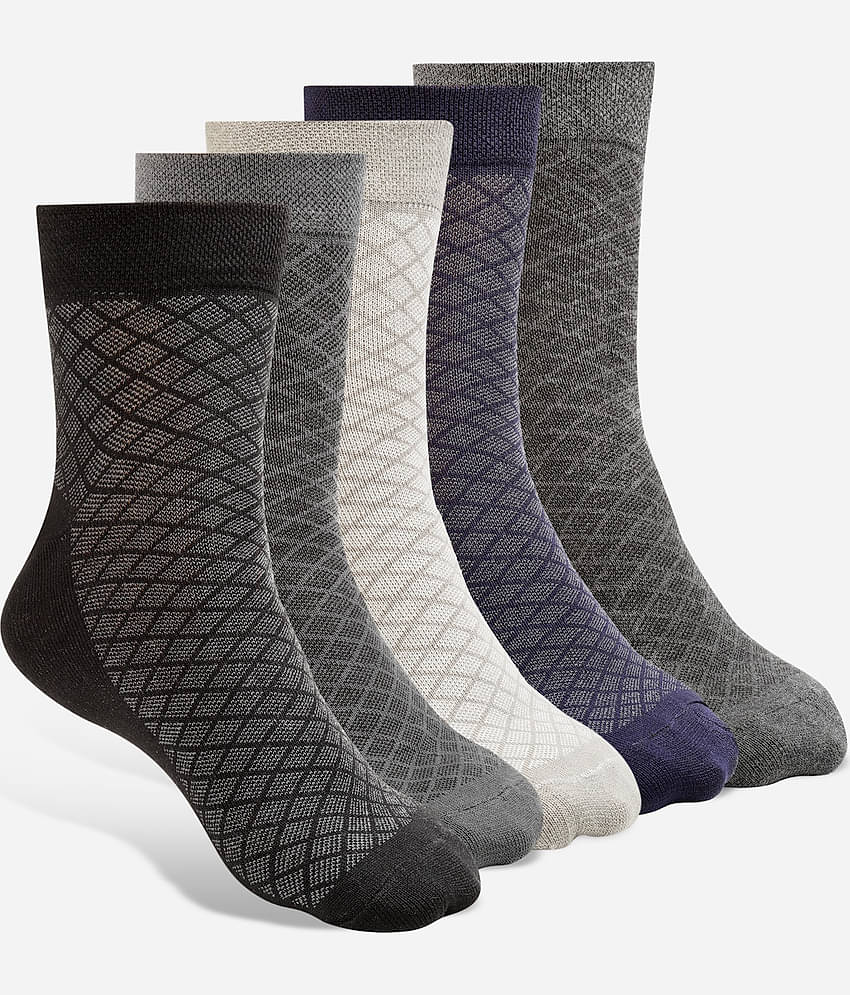 Texlon Cotton Men's Self Design Multicolor Ankle Length Socks ( Pack of 5 )