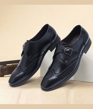 ALCAZO Brown Men's Monk Strap Formal Shoes