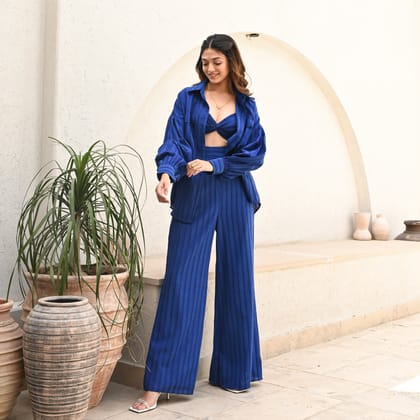Textured Blue Co-ord Set-XS